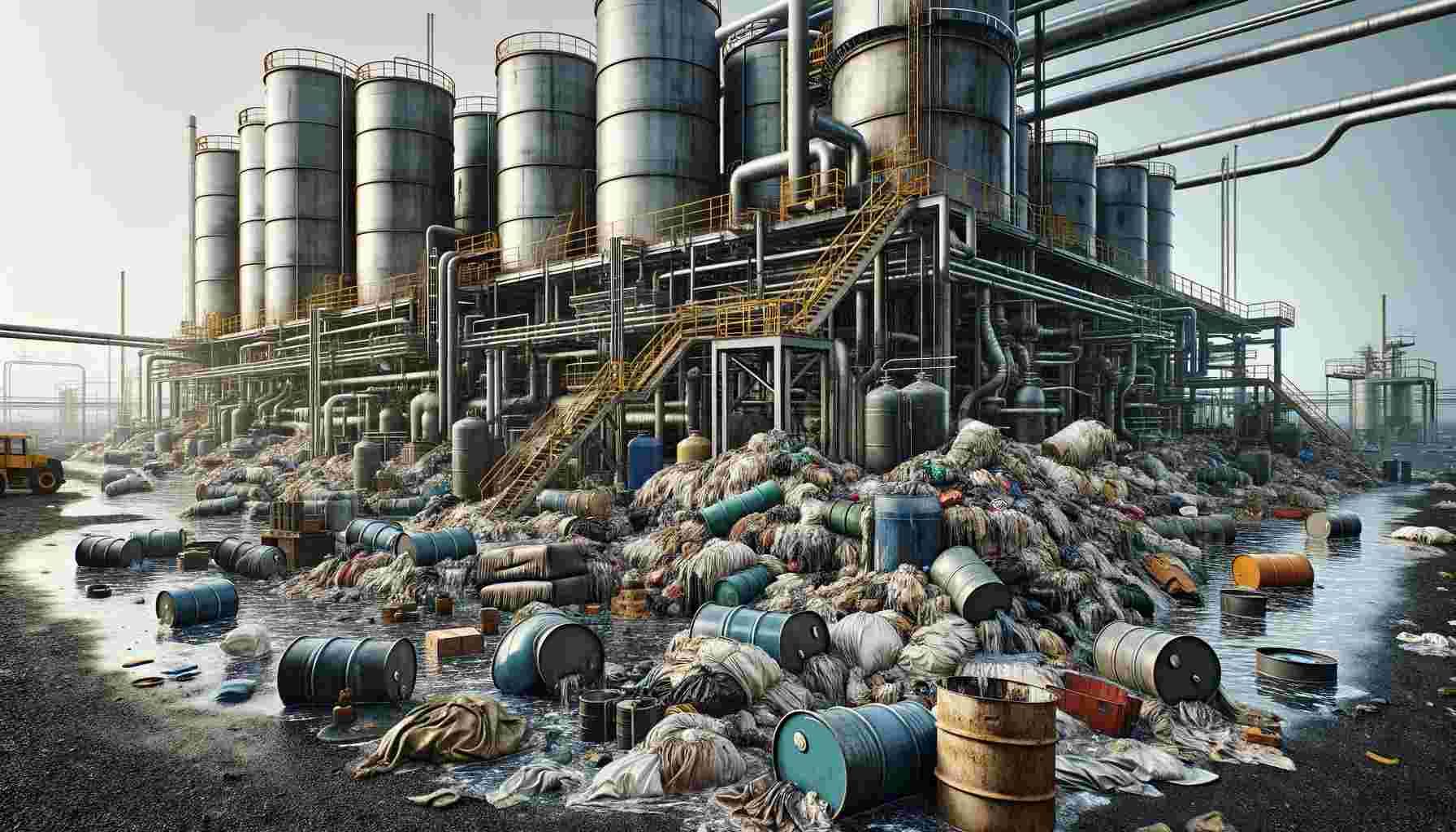 A Detailed Scene Depicting Oil Containing Waste at Compressed